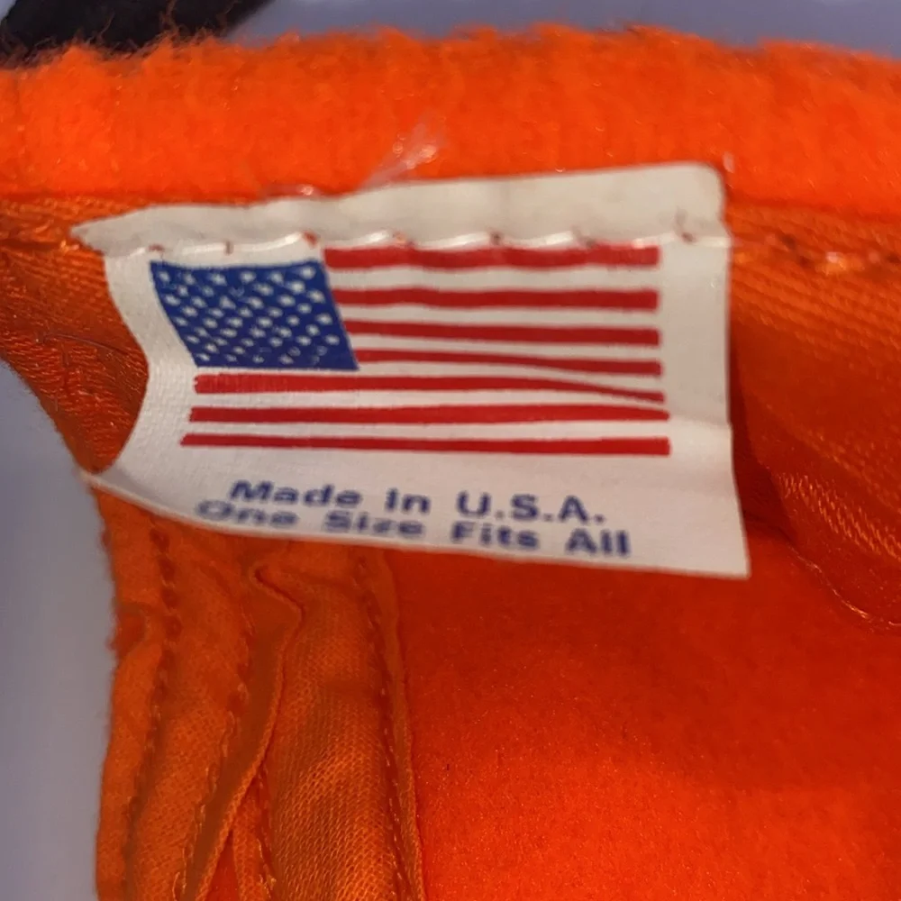 Vintage Donna Karan New York 6 Panel Orange Fuzzy Fleece Adjustable Strap OS
